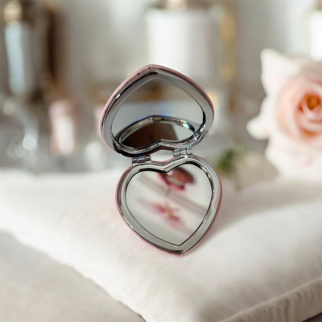 Pink Heart Shaped Pocket Mirror
