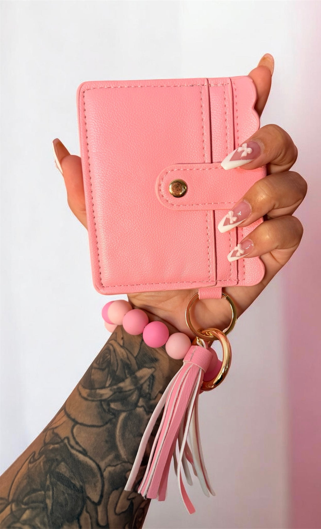 Pink Beaded Wristlet Wallet