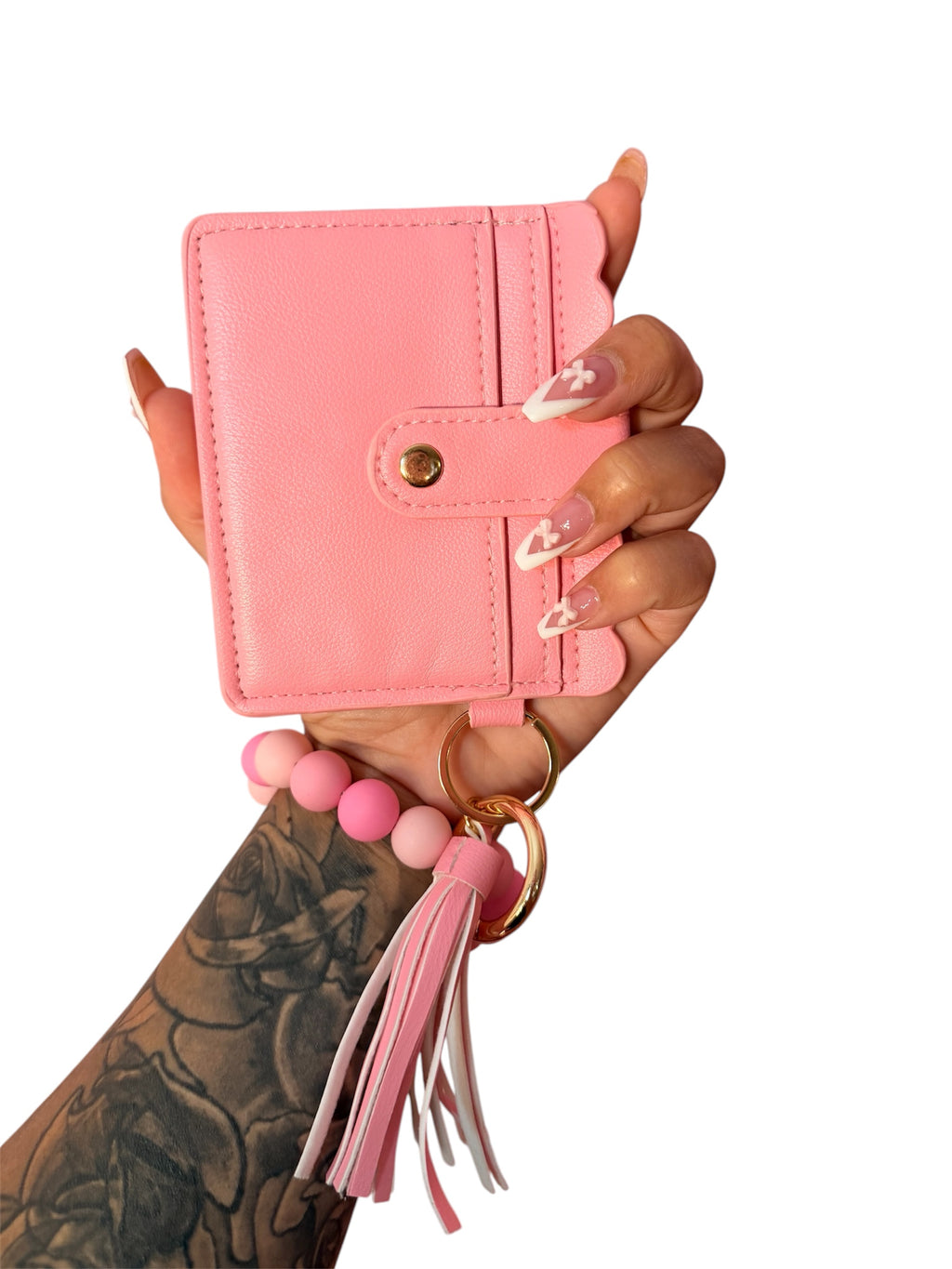 Pink Beaded Wristlet Wallet