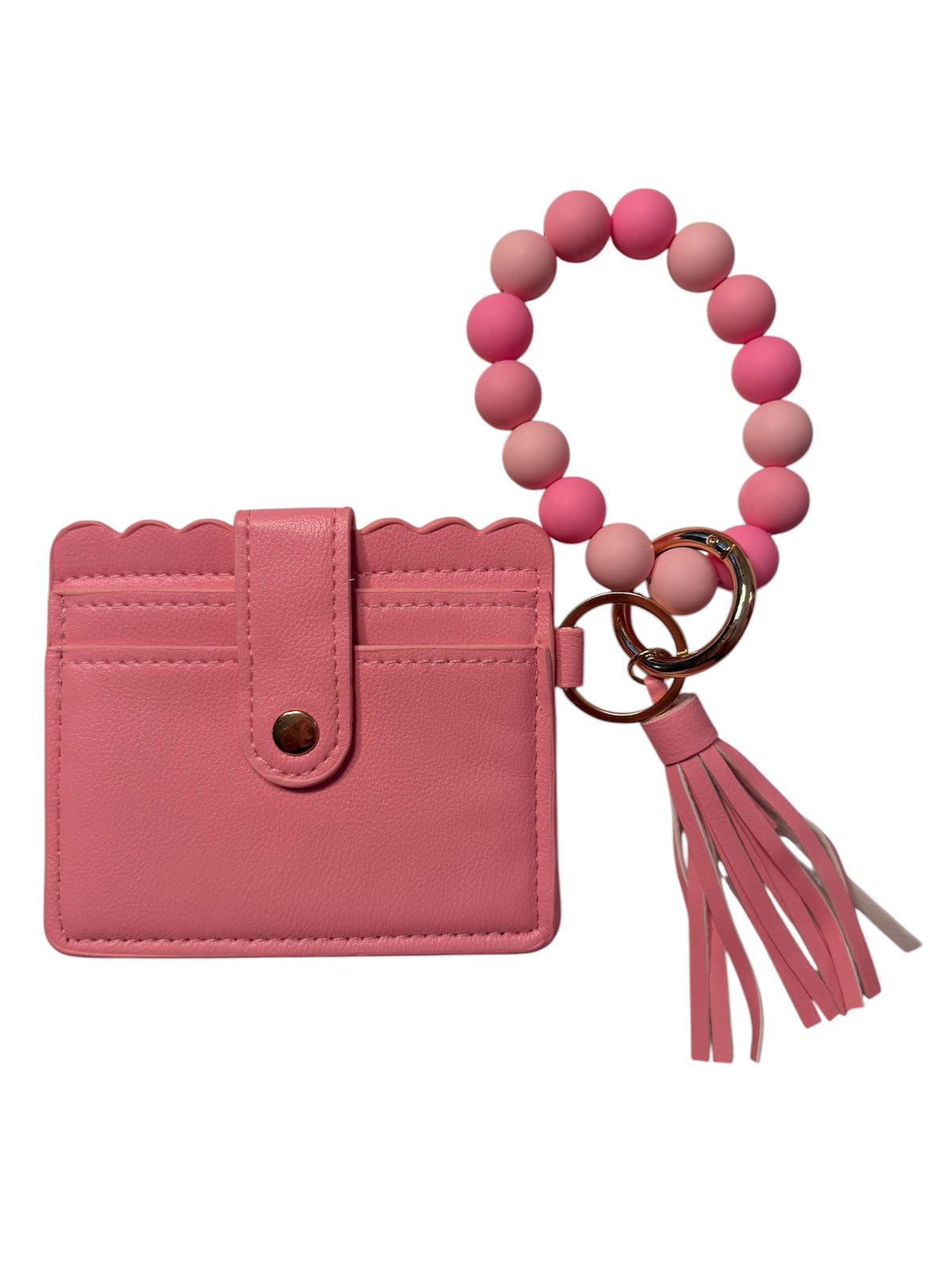 Pink Beaded Wristlet Wallet