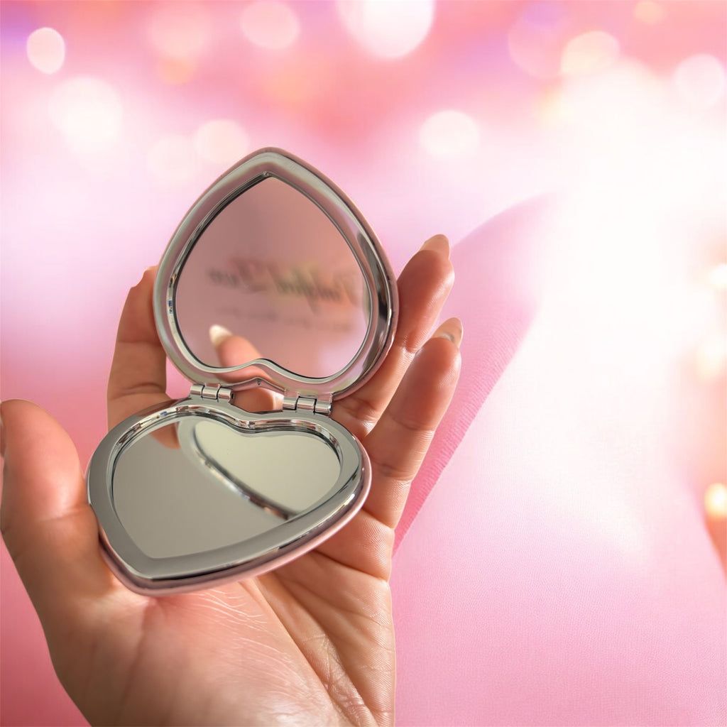 Pink Heart Shaped Pocket Mirror