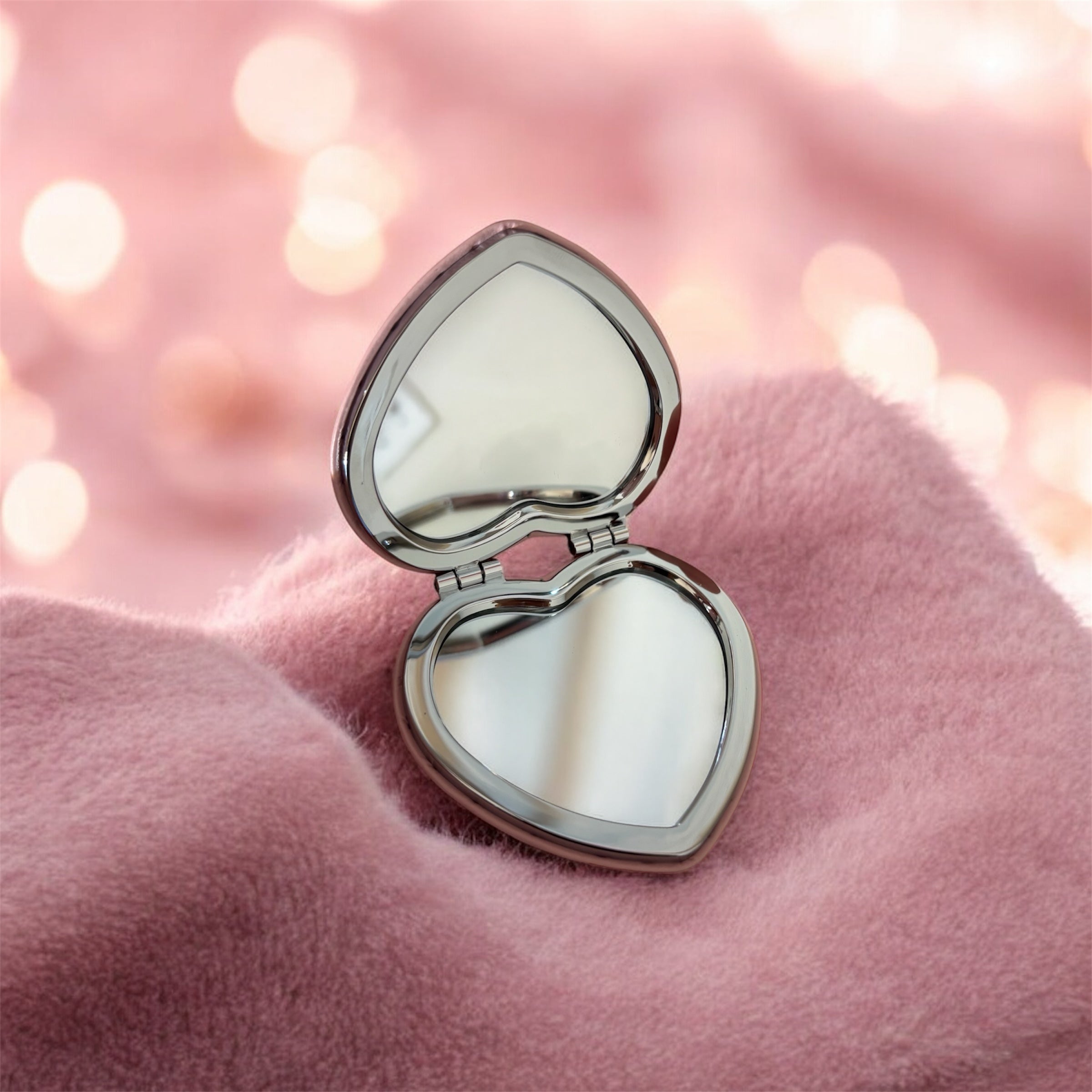 Pink Heart Shaped Pocket Mirror