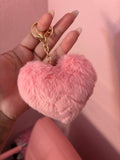 Pink heart puff key chain