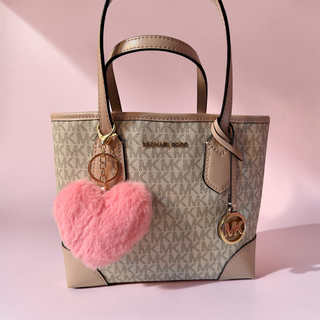 Pink heart puff key chain